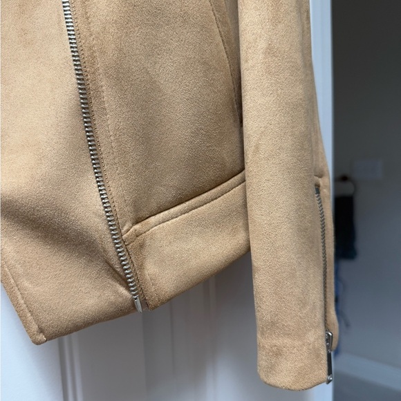 Old navy faux suede leather bomber Jacket small tan - Picture 9 of 10